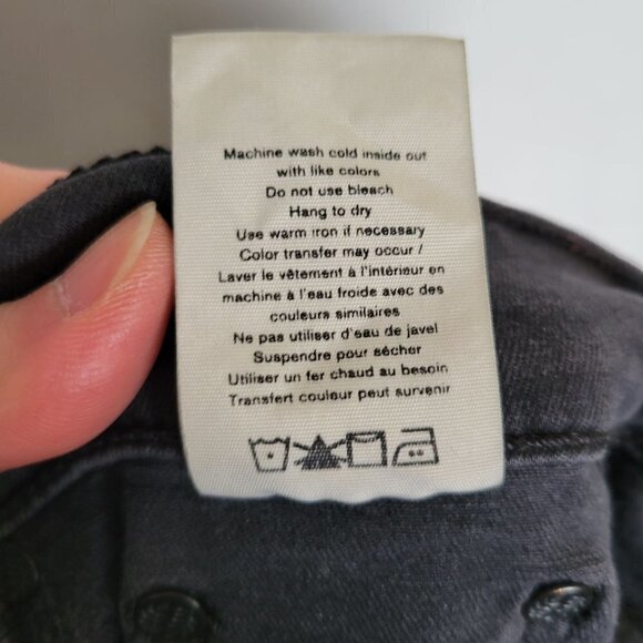 Rag & Bone Black Ash Washed Out High Rise Ankle Skinny Denim Jeans Slit Hem 26 - Picture 15 of 17